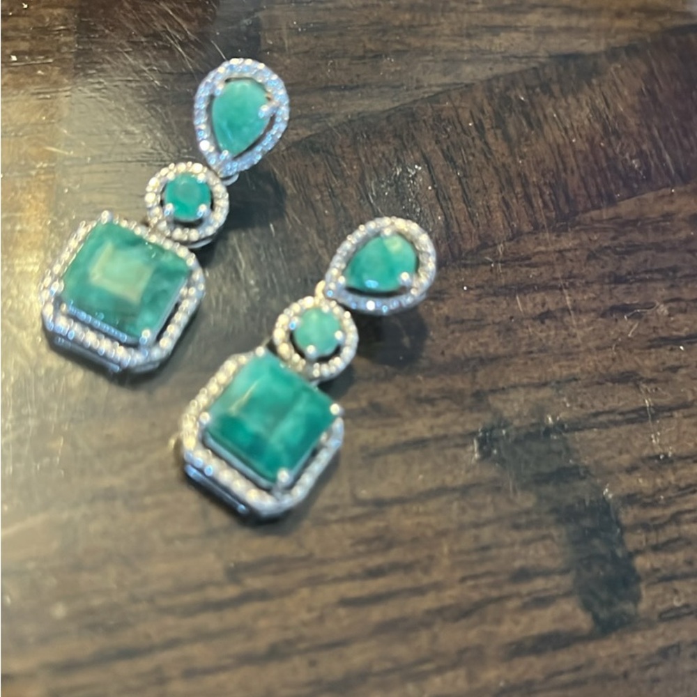 Authentic RAW Green Emerald earrings